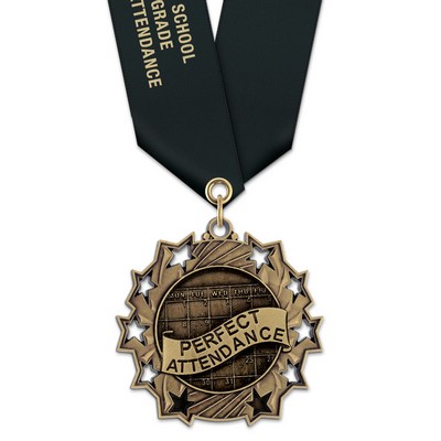 Perfect Attendance TS Medal w/Satin Neck Ribbon (2¼")