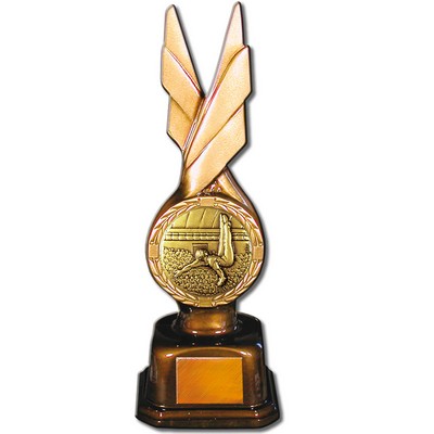 Stock Phoenix 9" Trophy with 2" Gymnastics Male Coin and Engraving Plate