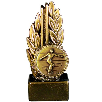 Stock 7" Laurel Trophy With 2" Figure Skating Male Coin and Engraving Plate