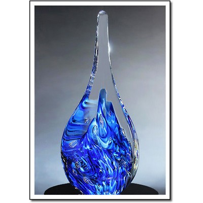 Blue Ice Mountain Art Glass Sculpture w/o Marble Base (4.5"x10")