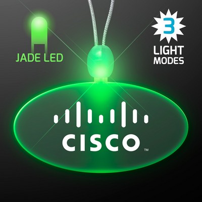 Light Up Acrylic Oval Necklaces with Green LED - PRINTED