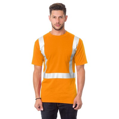 Bayside® Hi-Visibility 50/50 Pocket Crew Solid Striping Tee Shirt