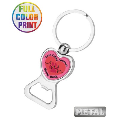 Union Printed - Heart Bottle Opener Keychain with Full Color Dome Print