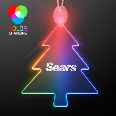 Acrylic Christmas Tree Shape Necklace with Multicolor LED - PRINTED