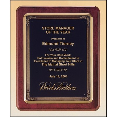 Rosewood Stained Piano Finish Plaque w/Antique Bronze Frame Casting (10.5"x13")