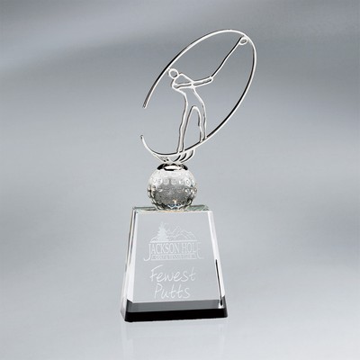 Orbital Metal Golfer on Clear Crystal Base (5"x11")