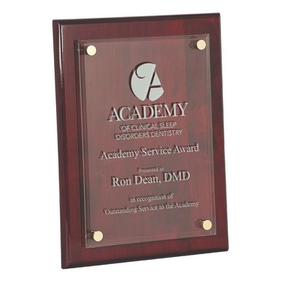 Rosewood Piano Finish Floating Glass Plaque (9"x12")