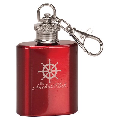 1oz Red Stainless Steel Flask Keychain