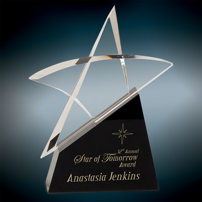 Large Crystal Outline Star On Black Base