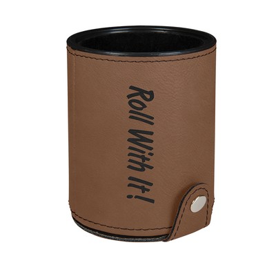 Leatherette Dice Cup Set (Dark Brown)