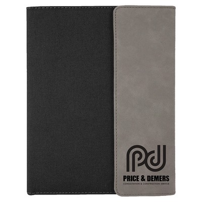 Leatherette and Canvas Portfolio with Notepad