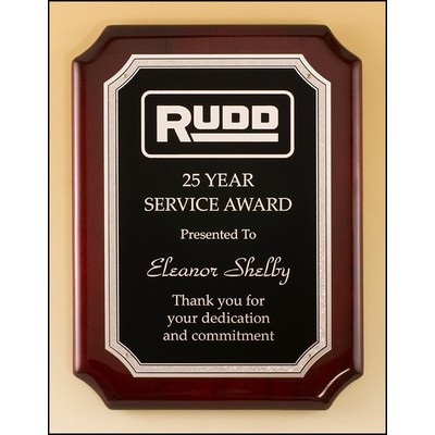 Rosewood Piano-Finish Plaque w/Florentine Border & Textured Center (8"x 10.5")