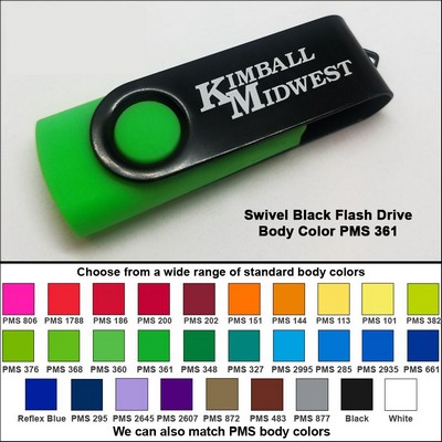 Swivel Black Flash Drive - 1 GB Memory - Body PMS 361