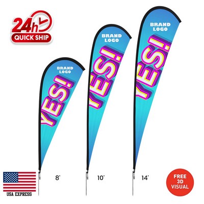 8' Premium Double-Sided Teardrop Flag Kit w/X Base