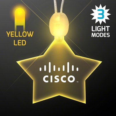 Light Up Promotional Acrylic Star Necklaces with Yellow LED - PRINTED