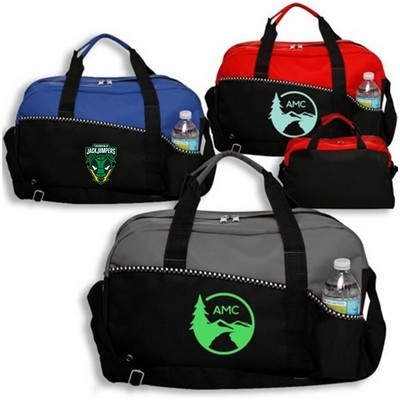 Two Tone Zippered Duffel Bag w/ Shoulder Strap