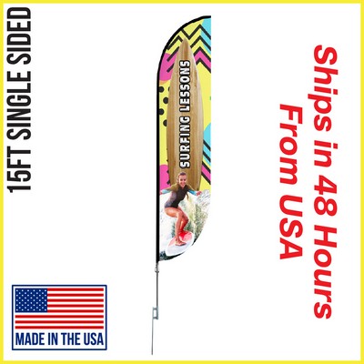 Super Flag 15' Single Sided w/ Spike Base - Made in the USA