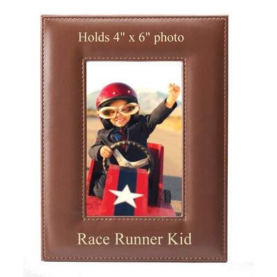 Tan Vertical Leatherette Picture Frame (8 ½" x 6 ½)