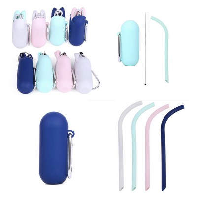 Collapsible Silicone Straws Set