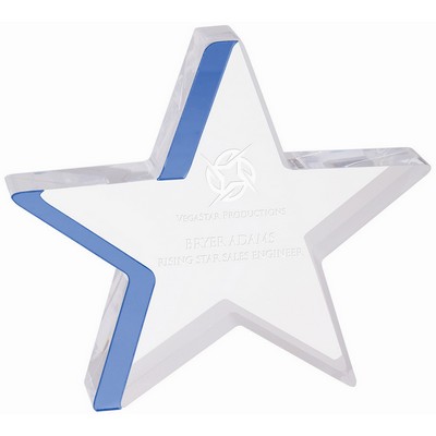 Star Acrylic Award with Blue Edge (6 3/4" x 6")
