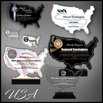 10" USA Shaped Black Budget Acrylic Award