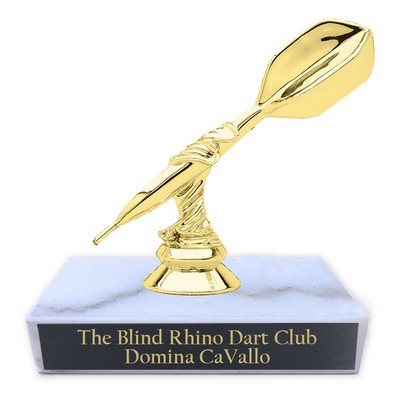 4 ½" Dart Figure Trophy w/White Marble Base