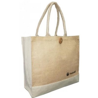 Mannitok® Jute Tote, Clover Button