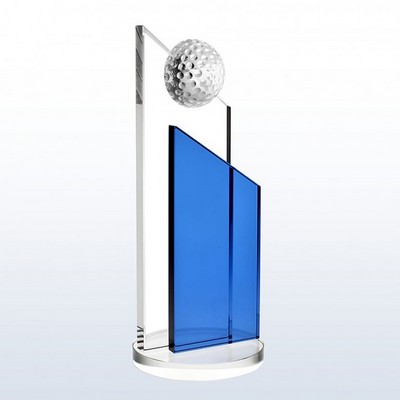 Crystal Blue Success Golf Award, Small (3-3/8"x8"H)