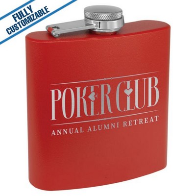 6 Oz. Red Matte Powder Coated Stainless Steel Flask