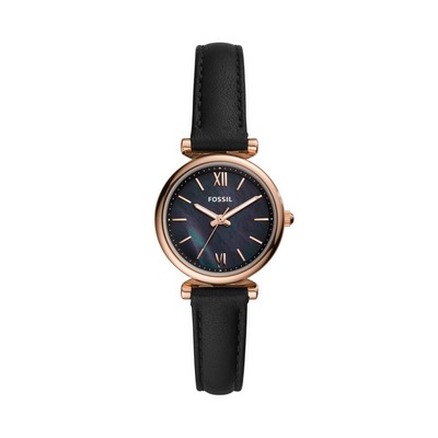 Carlie Mini Black Leather Strap Watch