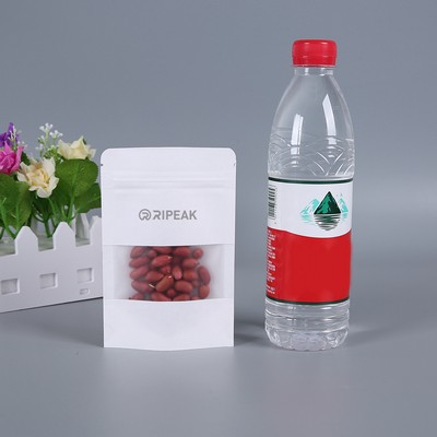 4 x 5.9" White Kraft Paper Bags W/Window Stand Up Ziplock Resealable Pouch Coffee Bag