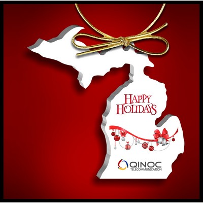 Michigan Ornament in White Acrylic