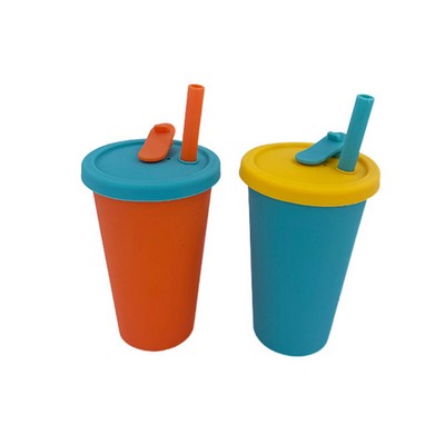 350ml Collapsible Silicone Water Cup With Silicone Straw