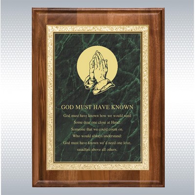 Walnut Rectangle Plaque w/Green Brass Engraving Plate (9" x 12")