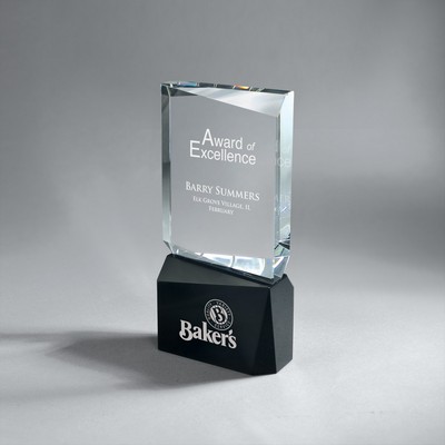 Faceted Clear Crystal with Black Crystal (4"x8"x1.5")