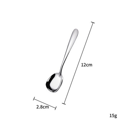 4.73" Silver Surface 304 Stainless Steel Small Size Square Bottom Soup Spoon W/ Inclined Handle