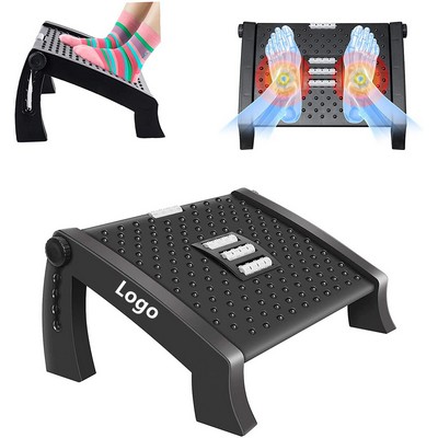 Adjustable Under Desk Footrest Stool with Massage Texture and Roller