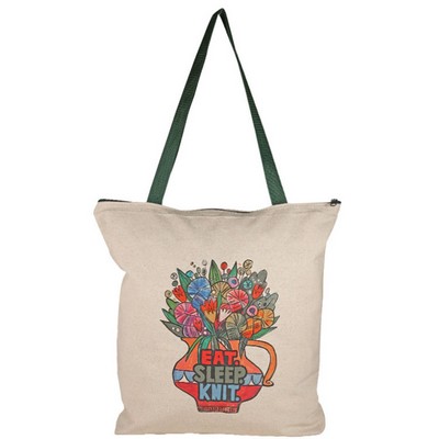 Bottom Gusset Cotton Tote, with Poly Handles & Zipper