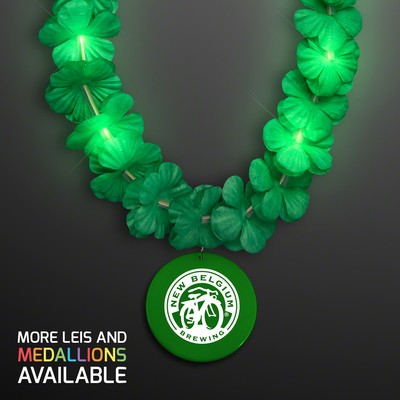 Light Up Green Lei with Green Medallion - PRINTED