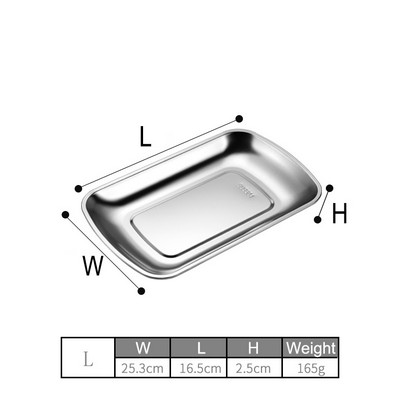 9.96" Stainless Steel Rectangular Thickened Tray Stainless Steel Metal Tray