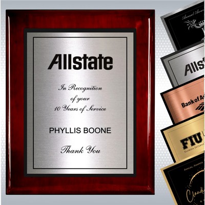 Rosewood Piano Finish Wood Plaque w/Choice of Double Engraved Plate (7" x 9")