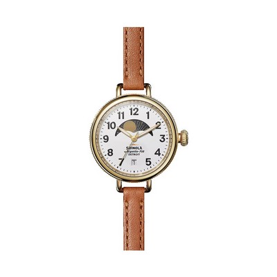 Shinola The Birdy Moon Phase Women's Leather Strap Watch