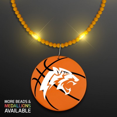 Still-Light Yellow Beads With Basketball Medallion - PRINTED