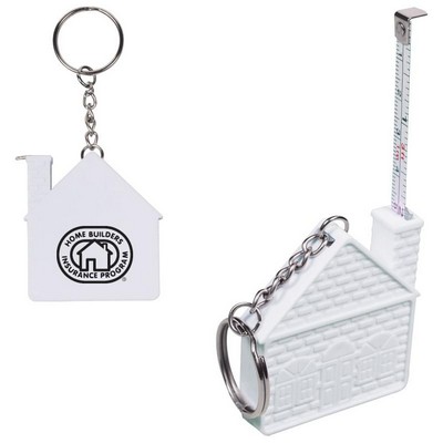 3' Custom House-shaped Tape Measure in a Key Chain
