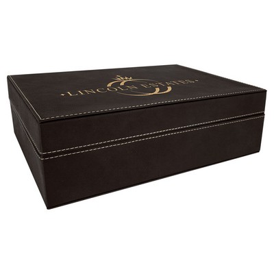 12 1/4" x 8 1/4" Black/Gold Leatherette Premium Gift Box