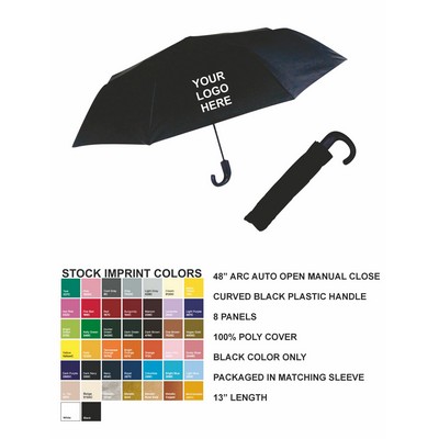 42" Arc Auto Open, Curved Handle Umbrella With Matching Sleeve 5/6/2026 ON SALE