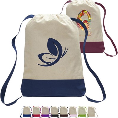 12 oz. Cotton Canvas Two Tone Sport Backpack USA Decorated (14" x 18")
