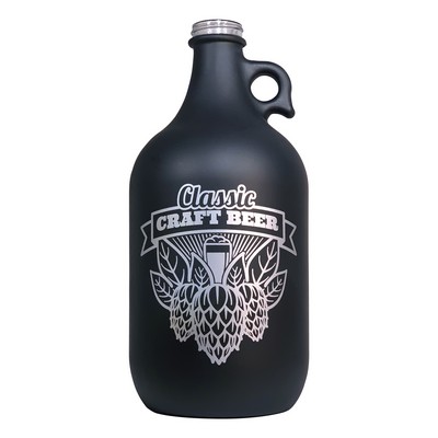 64 oz. Matte Black Glass Growler