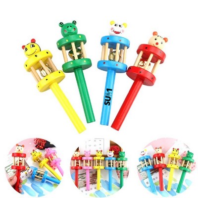 Natural Wood Rolling Rattle Toy
