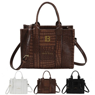 PU Leather Textured Vintage Crossbody Tote Bag